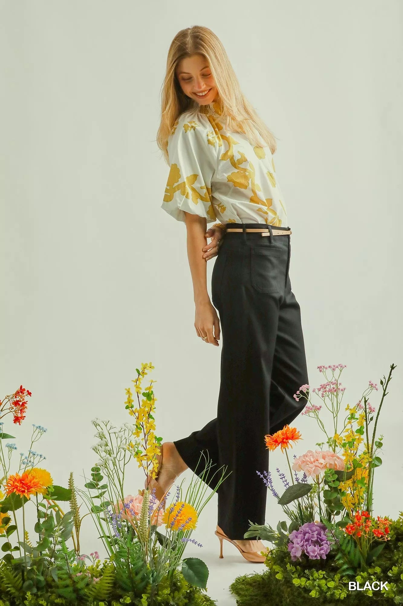 Umgee Button Stretched Pants - Bitsy Gypsy Boutique