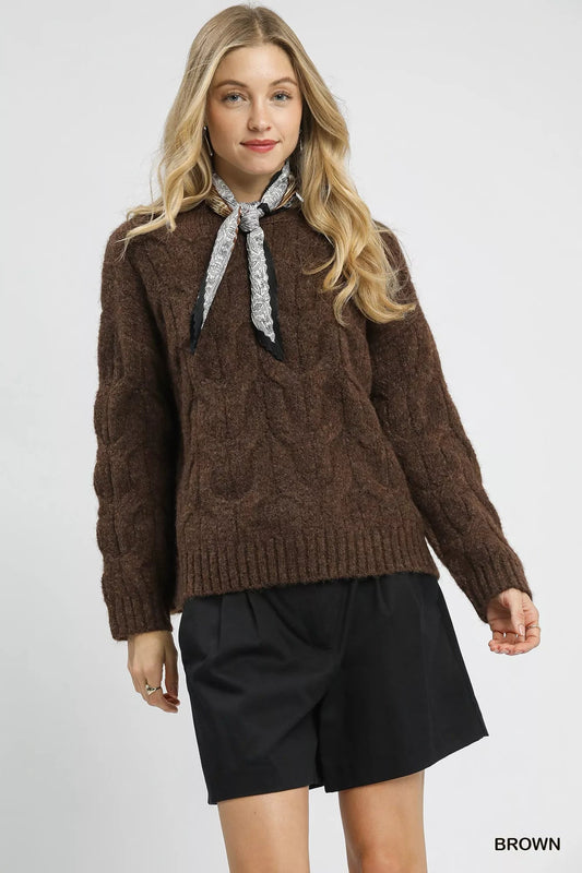 Umgee Cable Knit Cozy Sweater - Bitsy Gypsy Boutique