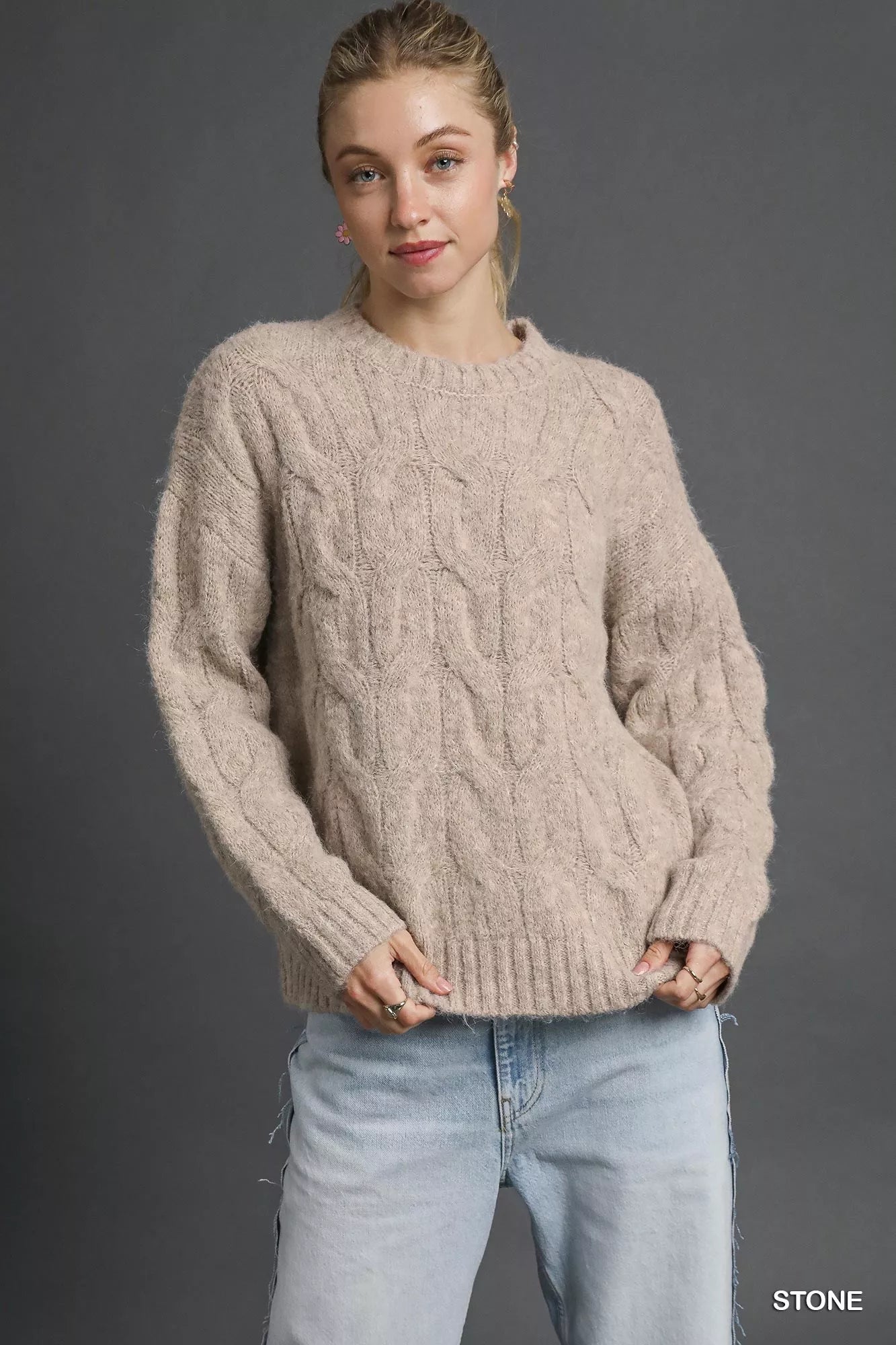 Umgee Cable Knit Cozy Sweater - Bitsy Gypsy Boutique