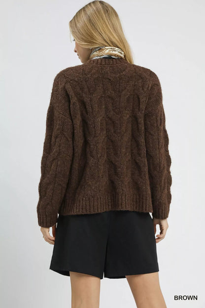 Umgee Cable Knit Cozy Sweater - Bitsy Gypsy Boutique
