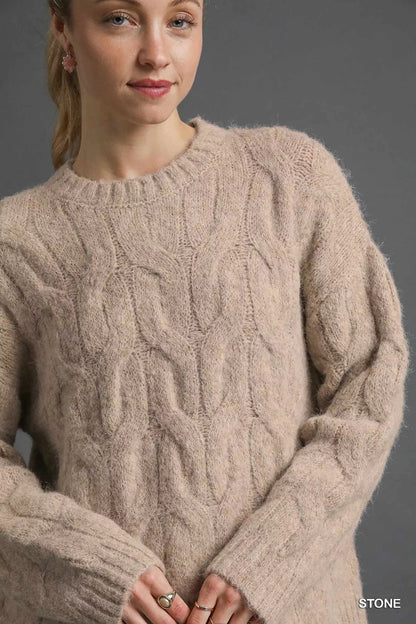Umgee Cable Knit Cozy Sweater - Bitsy Gypsy Boutique