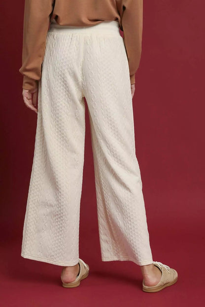 Umgee Cable Knit Textured Wide Leg Pants - Bitsy Gypsy Boutique