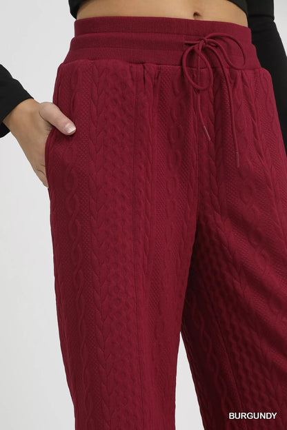 Umgee Cable Knit Textured Wide Leg Pants - Bitsy Gypsy Boutique