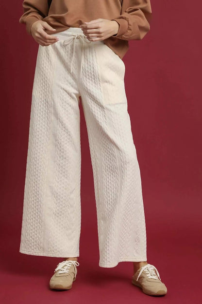 Umgee Cable Knit Textured Wide Leg Pants - Bitsy Gypsy Boutique