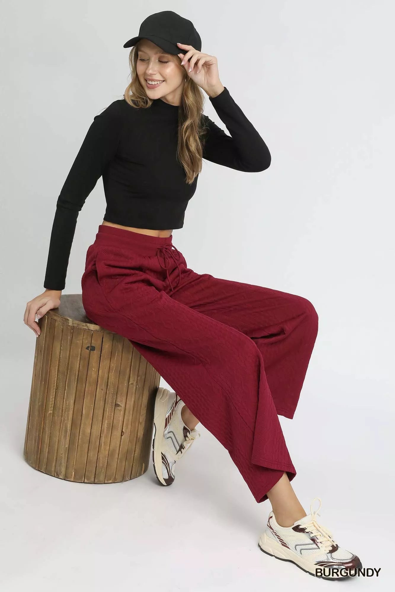 Umgee Cable Knit Textured Wide Leg Pants - Bitsy Gypsy Boutique