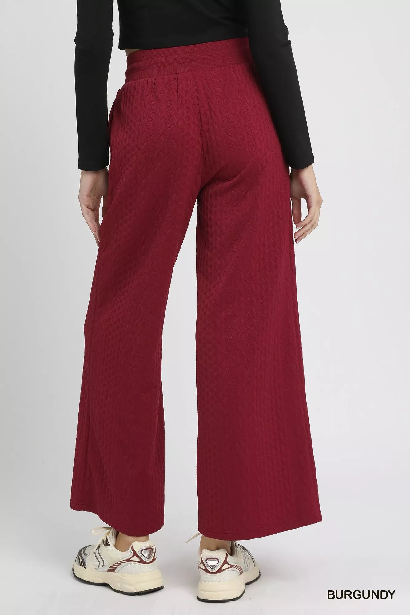 Umgee Cable Knit Textured Wide Leg Pants - Bitsy Gypsy Boutique