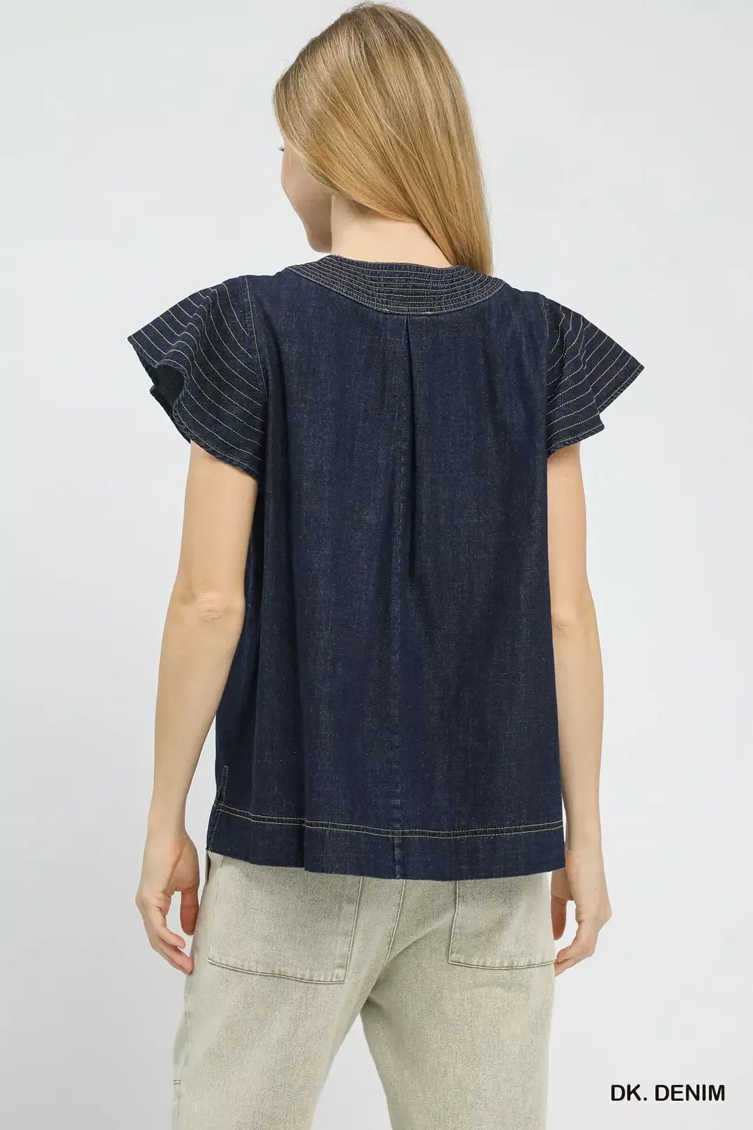Umgee Cap Sleeve Denim Top - Bitsy Gypsy Boutique