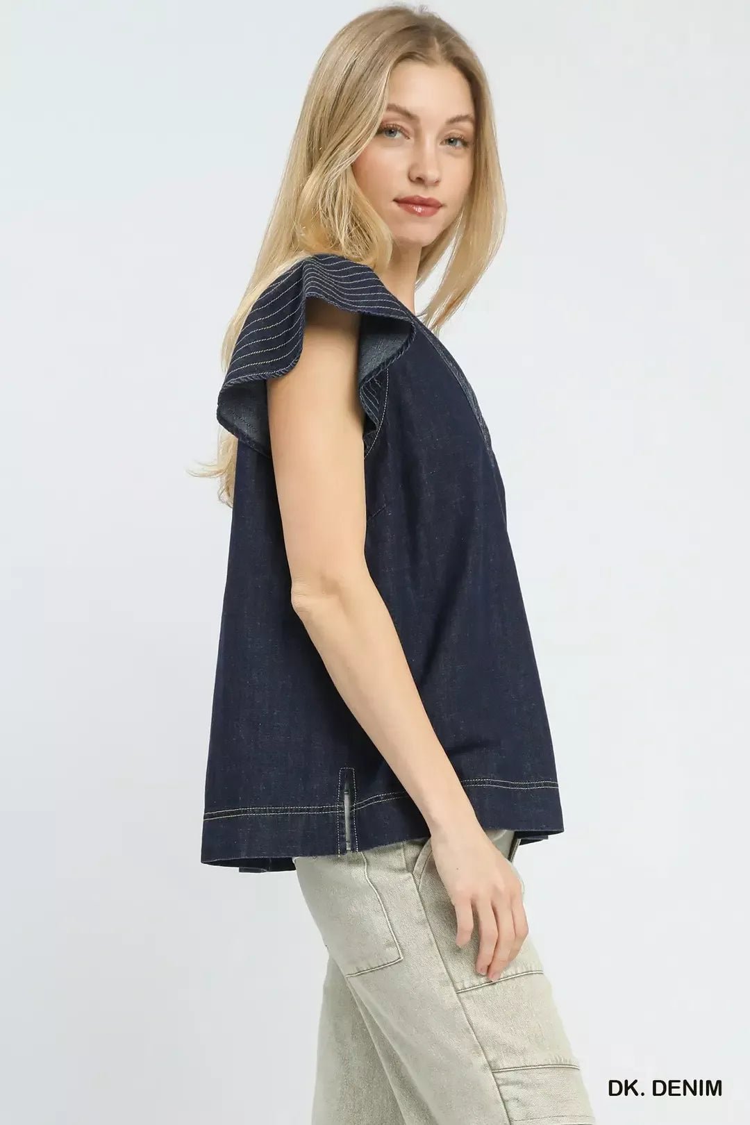 Umgee Cap Sleeve Denim Top - Bitsy Gypsy Boutique