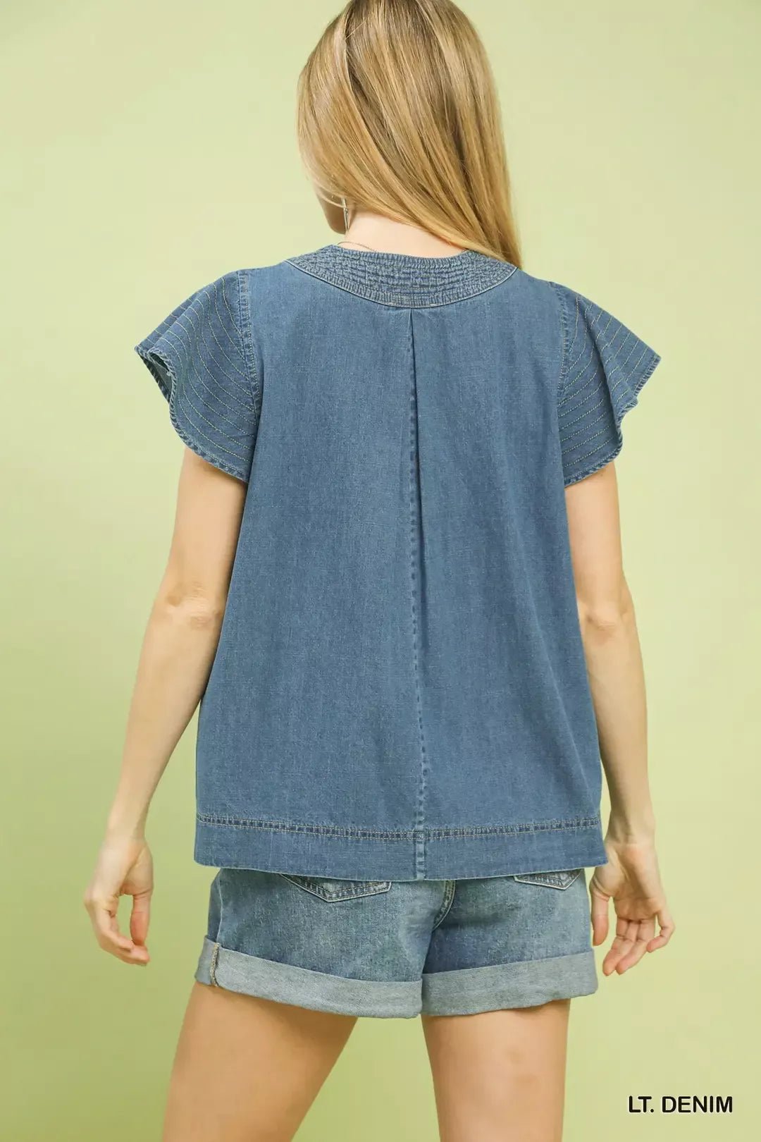 Umgee Cap Sleeve Denim Top - Bitsy Gypsy Boutique