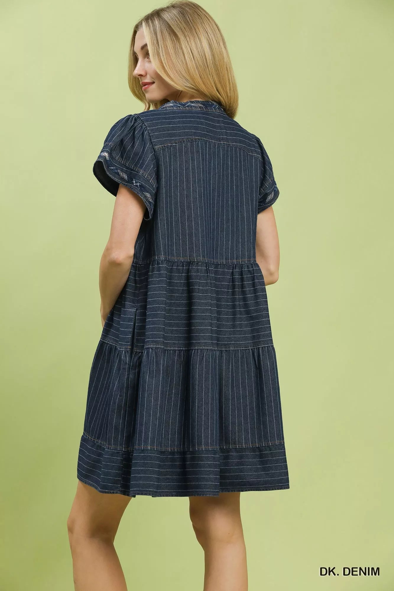 Umgee Chambray Tiered Babydoll Dress - Bitsy Gypsy Boutique