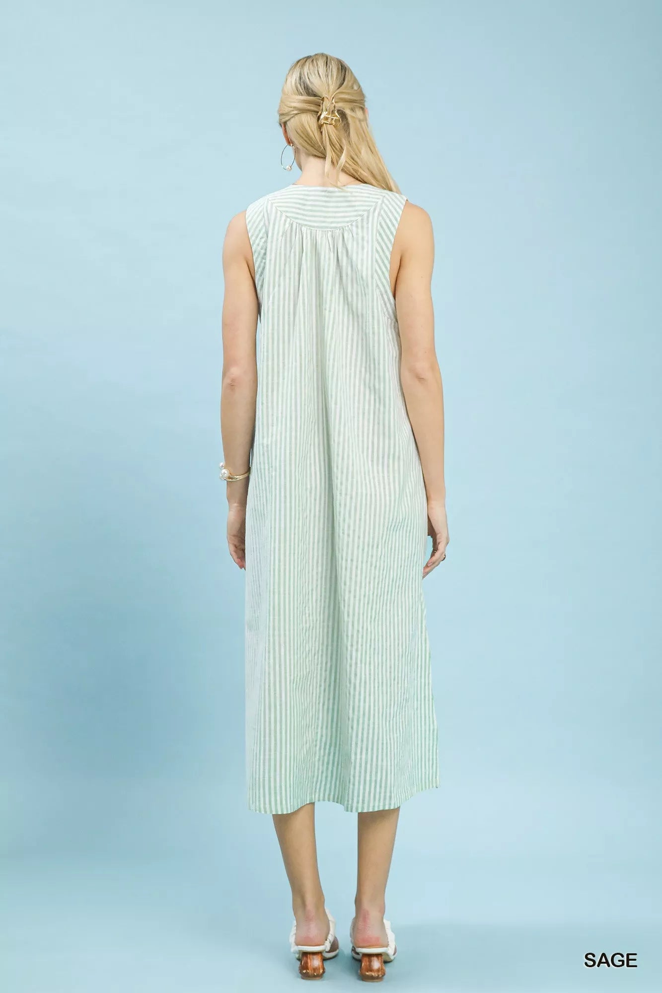 Umgee Chevron Stripe Sleeveless Midi Dress - Bitsy Gypsy Boutique