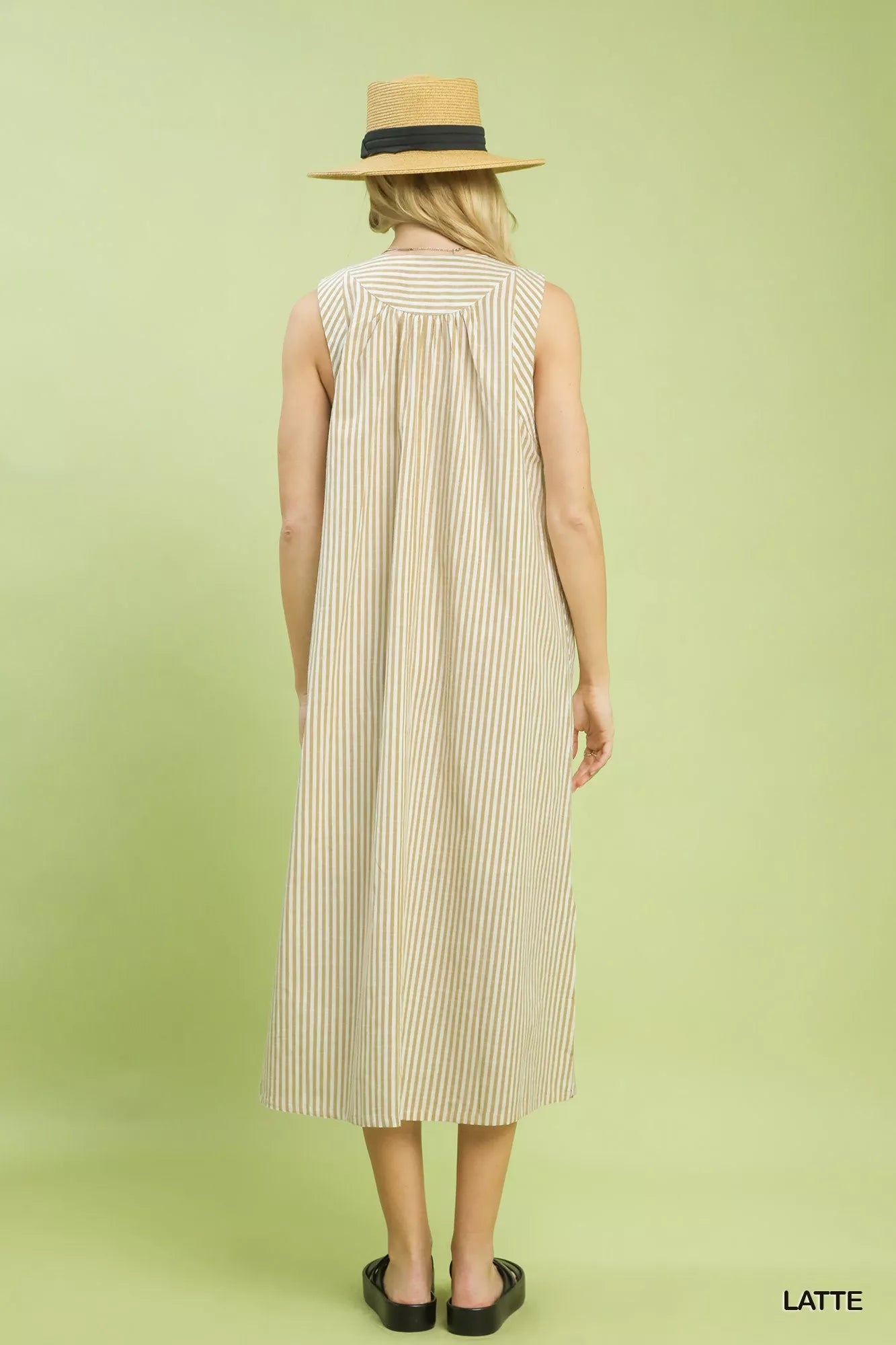 Umgee Chevron Stripe Sleeveless Midi Dress - Bitsy Gypsy Boutique