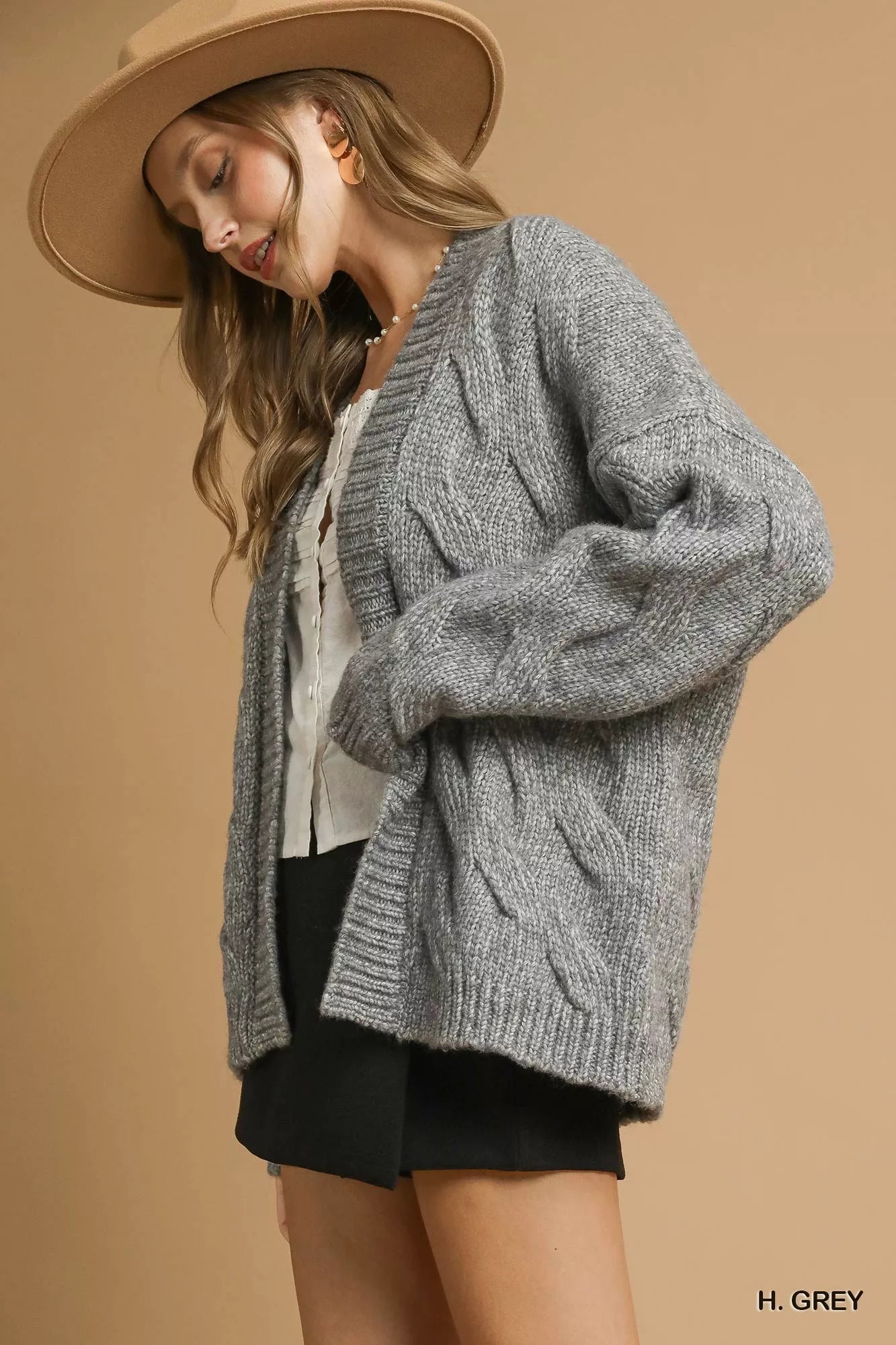 Umgee Chunky Cable Knit Open Front Cardigan - Bitsy Gypsy Boutique