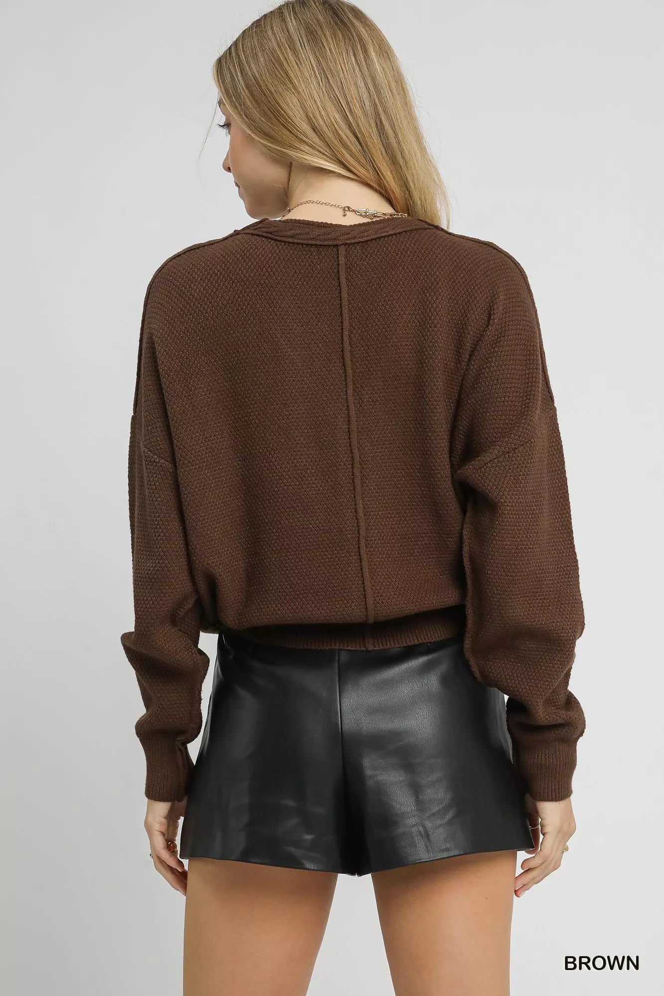 Umgee Chunky Cable Knit V - Neck Button - Up Cardigan - Bitsy Gypsy Boutique