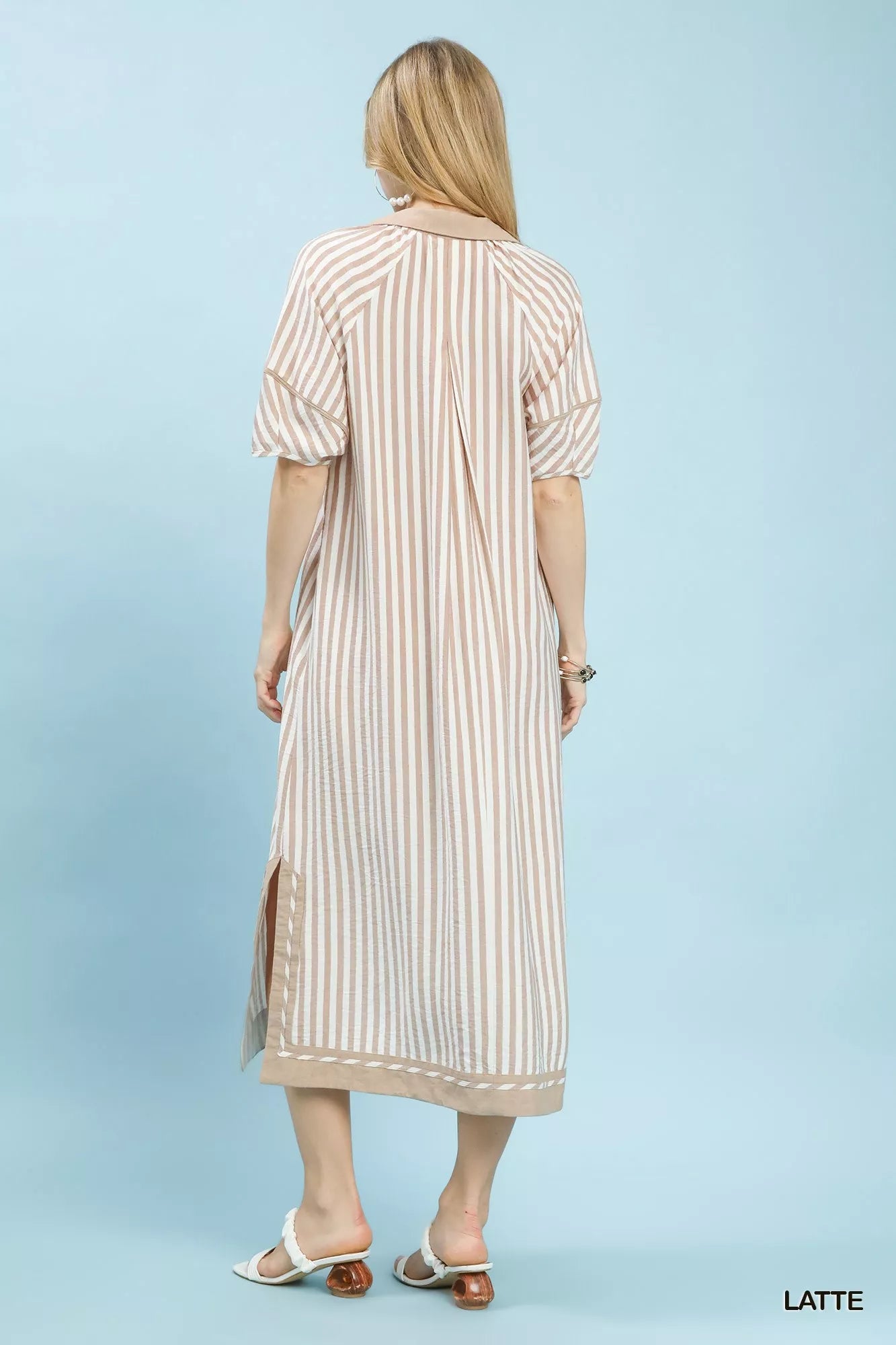 Umgee Coastal Stripe Midi Dress with Side Slit - Bitsy Gypsy Boutique