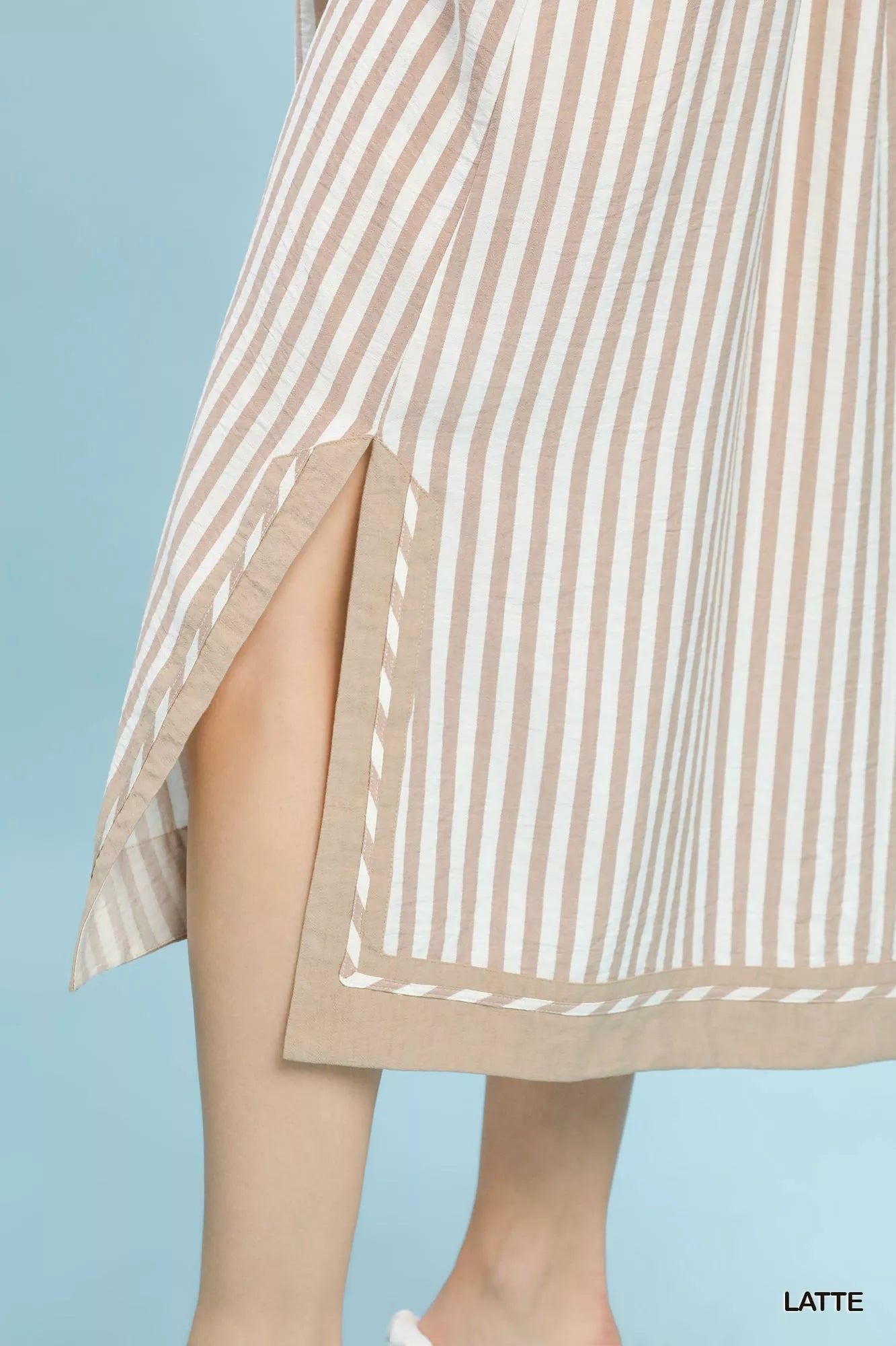 Umgee Coastal Stripe Midi Dress with Side Slit - Bitsy Gypsy Boutique