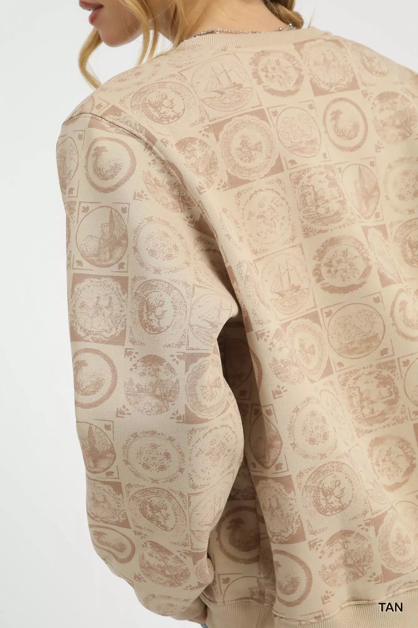 Umgee Coin Stamp Print Sweatshirt - Bitsy Gypsy Boutique