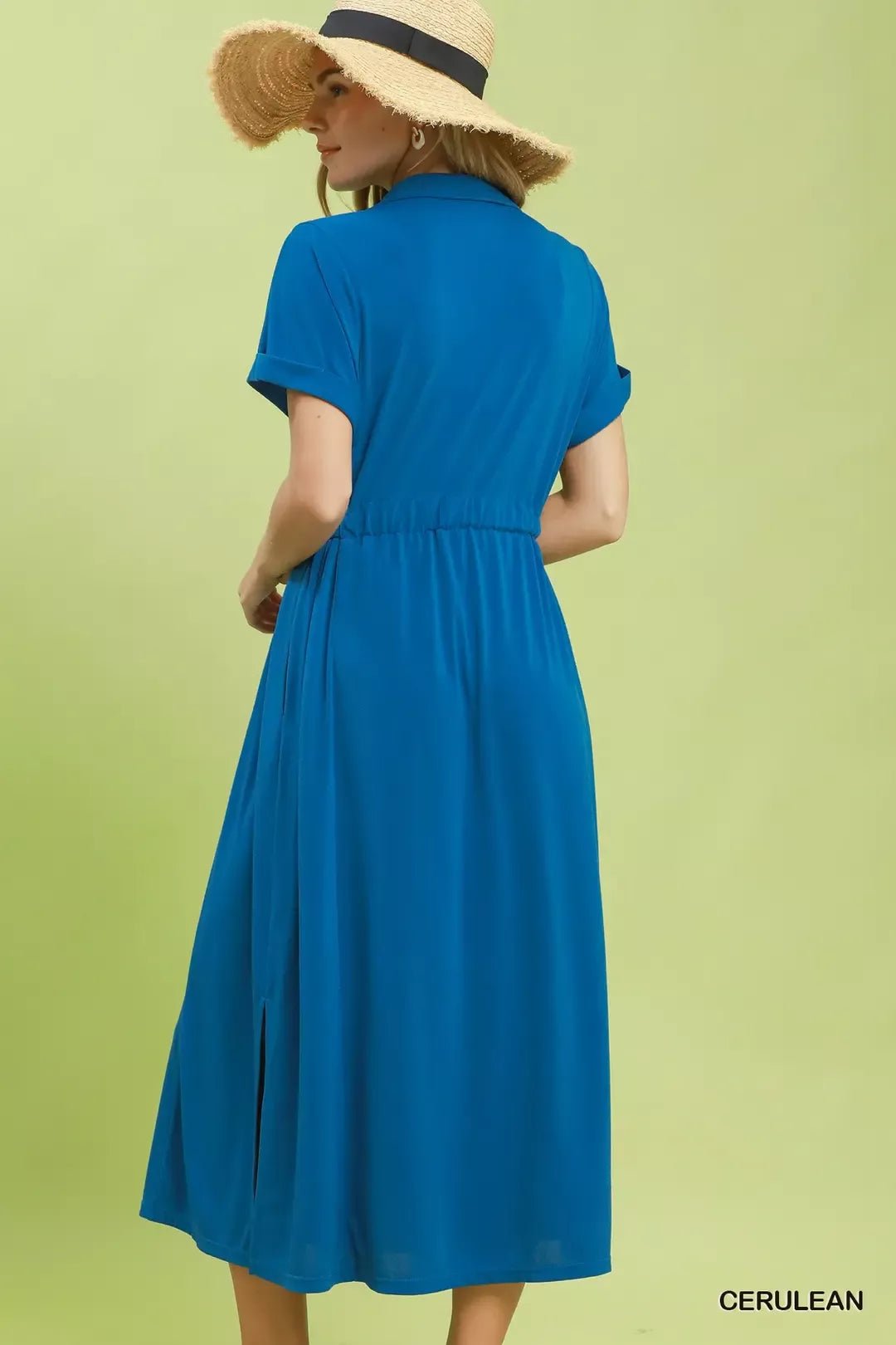 Umgee Collared Belted Midi Dress - Bitsy Gypsy Boutique