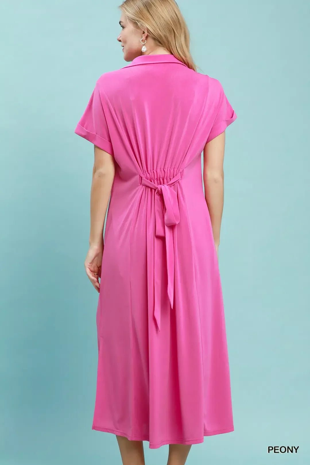 Umgee Collared Belted Midi Dress - Bitsy Gypsy Boutique