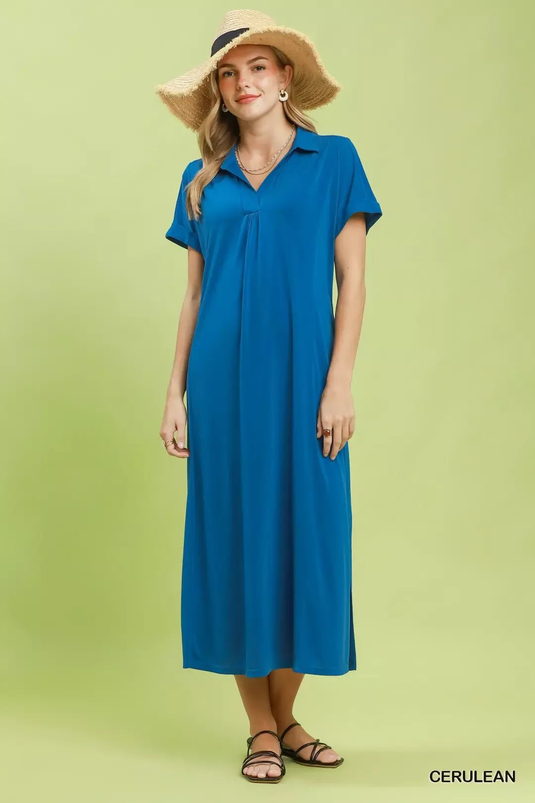 Umgee Collared Belted Midi Dress - Bitsy Gypsy Boutique