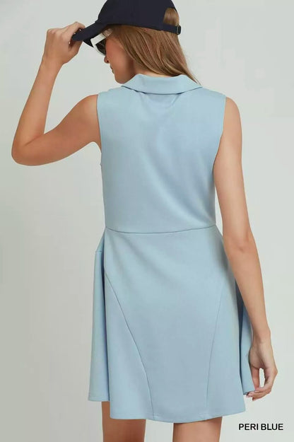 Umgee Collared Quarter Zip Tennis Dress - Bitsy Gypsy Boutique