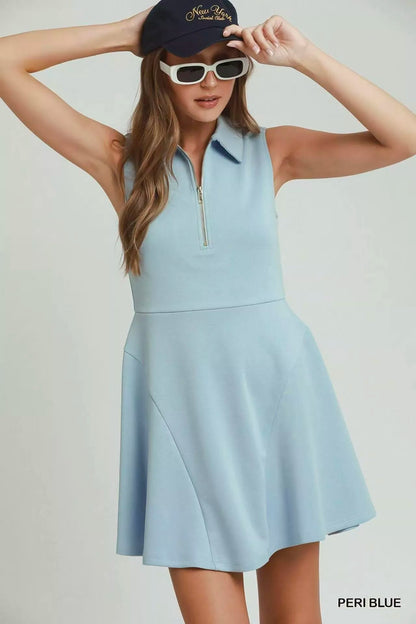 Umgee Collared Quarter Zip Tennis Dress - Bitsy Gypsy Boutique
