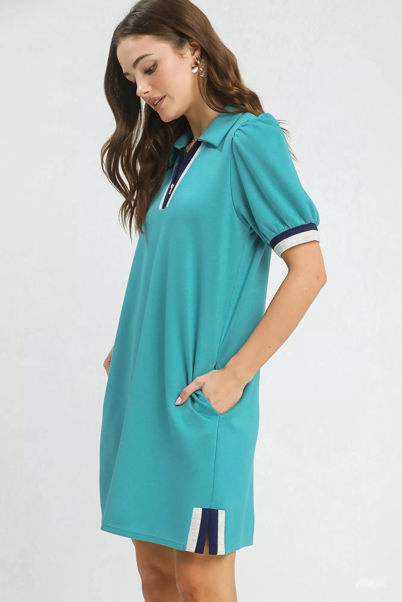 Umgee Color Block Zip Front Shift Dress - Bitsy Gypsy Boutique