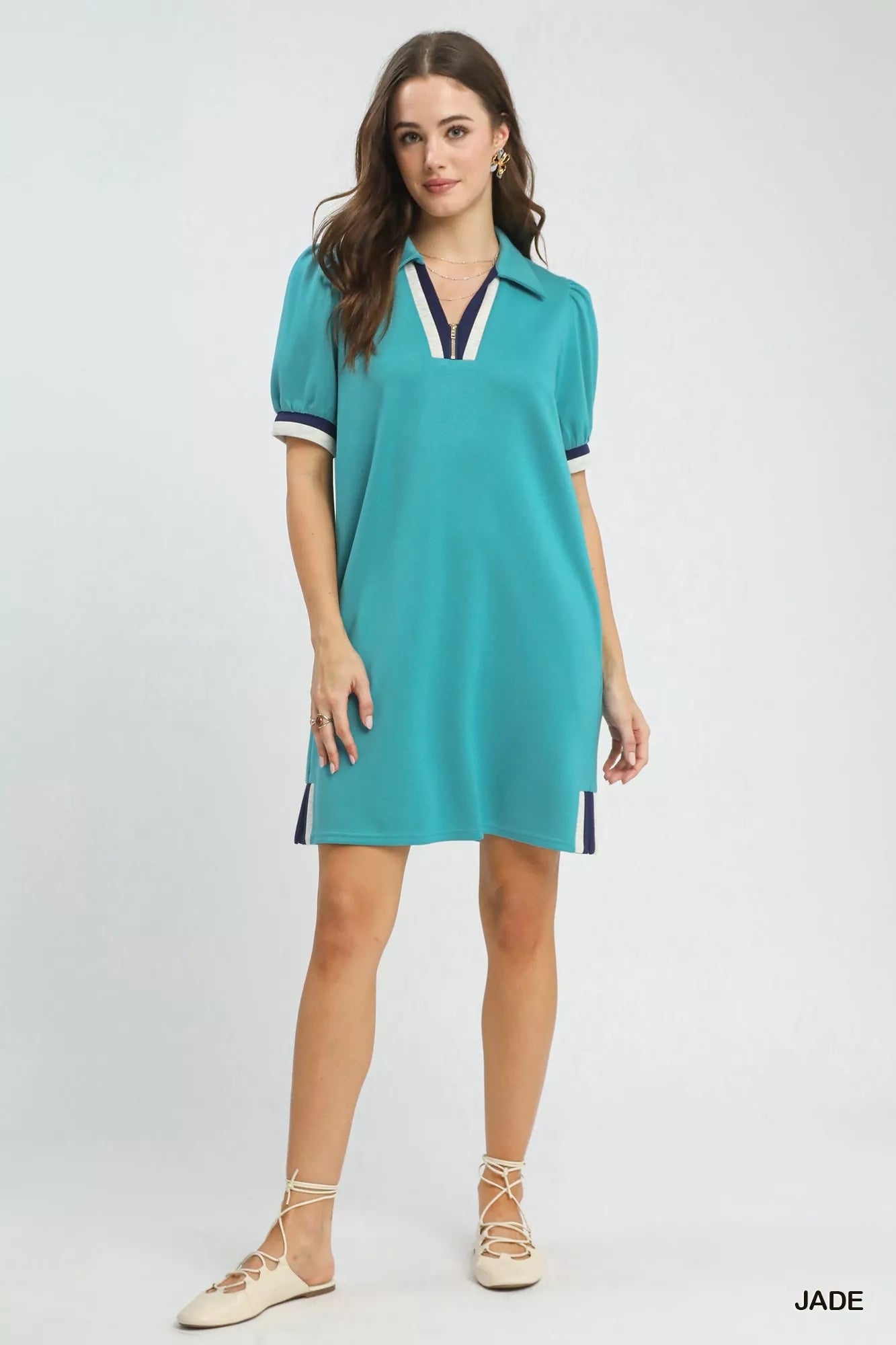 Umgee Color Block Zip Front Shift Dress - Bitsy Gypsy Boutique