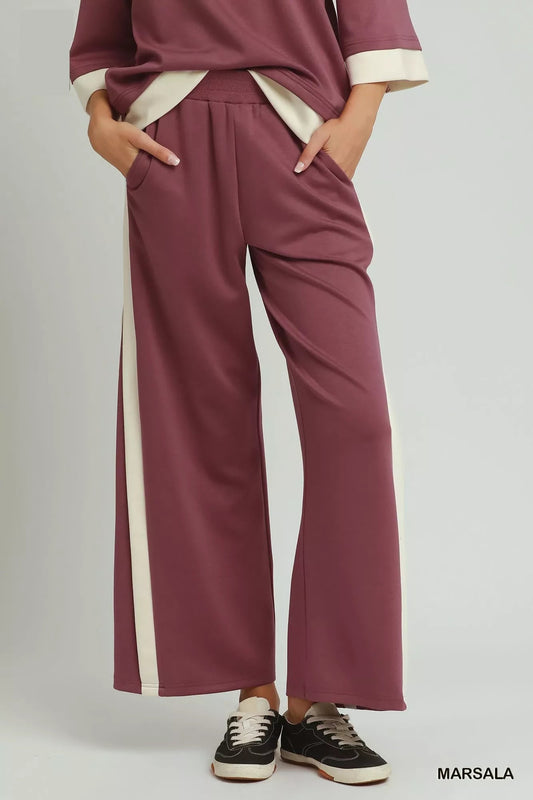 Umgee Colorblock Side Stripe Straight Pants - Bitsy Gypsy Boutique