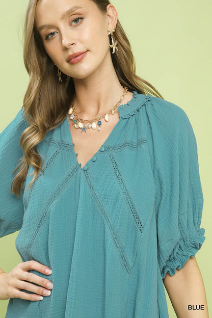 Umgee Cotton Gauze Mini Dress - Bitsy Gypsy Boutique