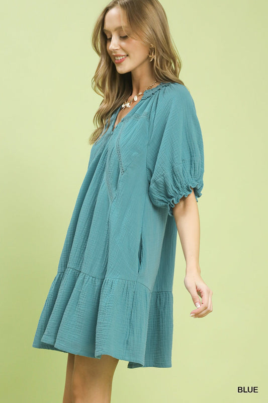 Umgee Cotton Gauze Mini Dress - Bitsy Gypsy Boutique