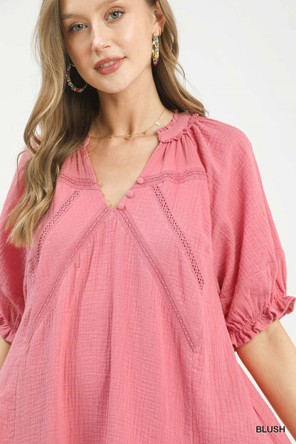 Umgee Cotton Gauze Mini Dress - Bitsy Gypsy Boutique