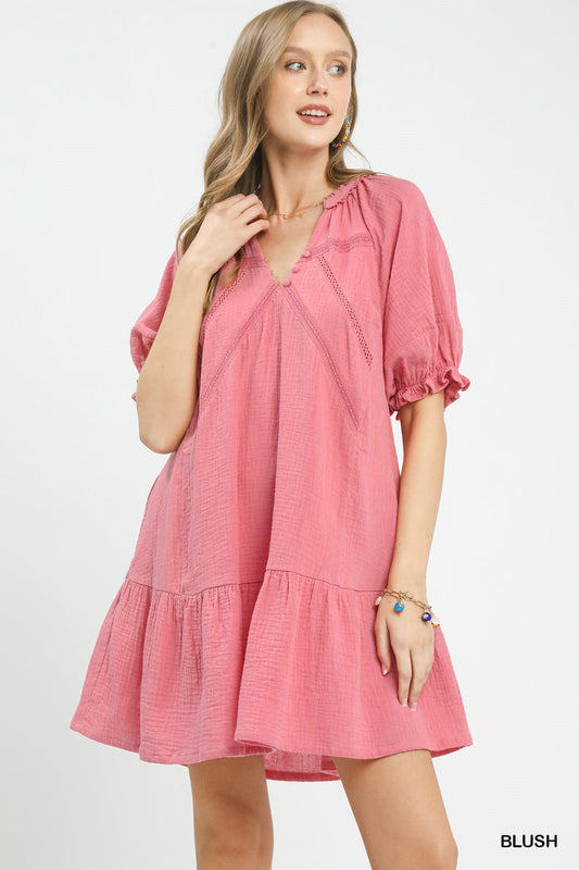 Umgee Cotton Gauze Mini Dress - Bitsy Gypsy Boutique