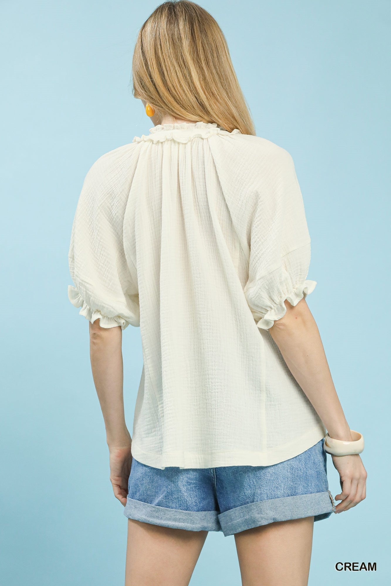 Umgee Cotton Gauze Ruffle Top - Bitsy Gypsy Boutique