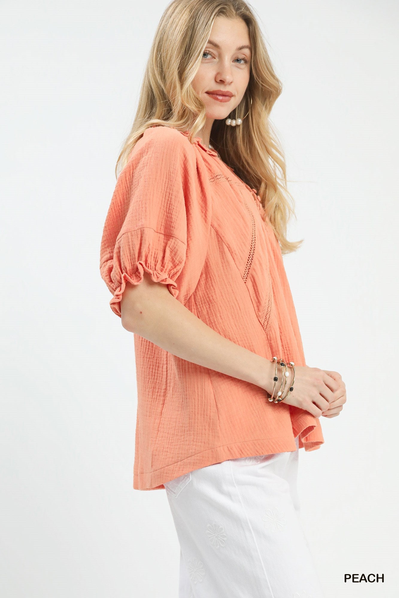 Umgee Cotton Gauze Ruffle Top - Bitsy Gypsy Boutique