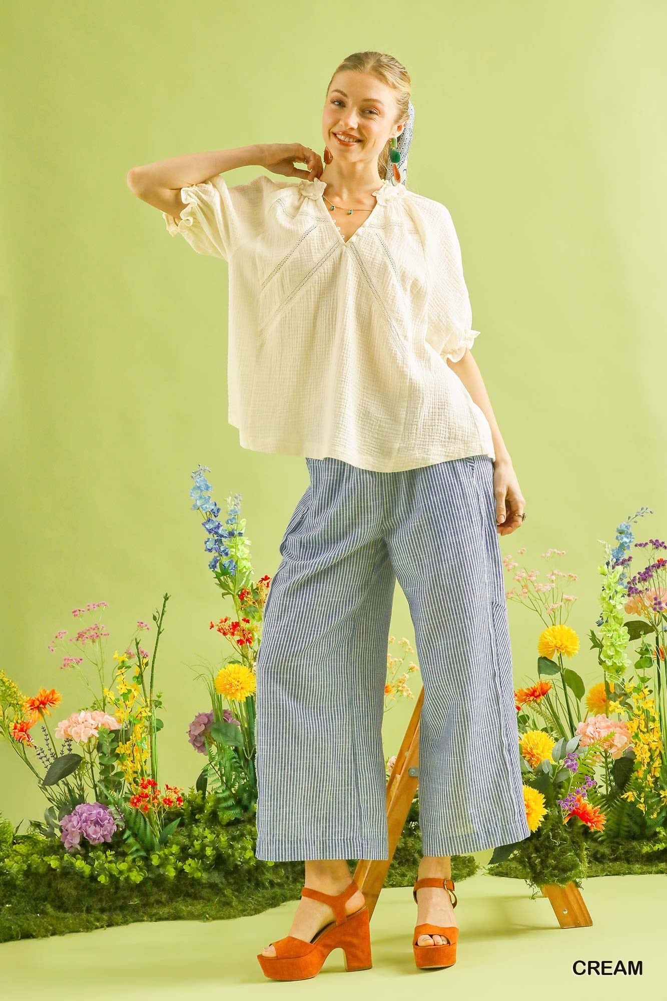 Umgee Cotton Gauze Ruffle Top - Bitsy Gypsy Boutique