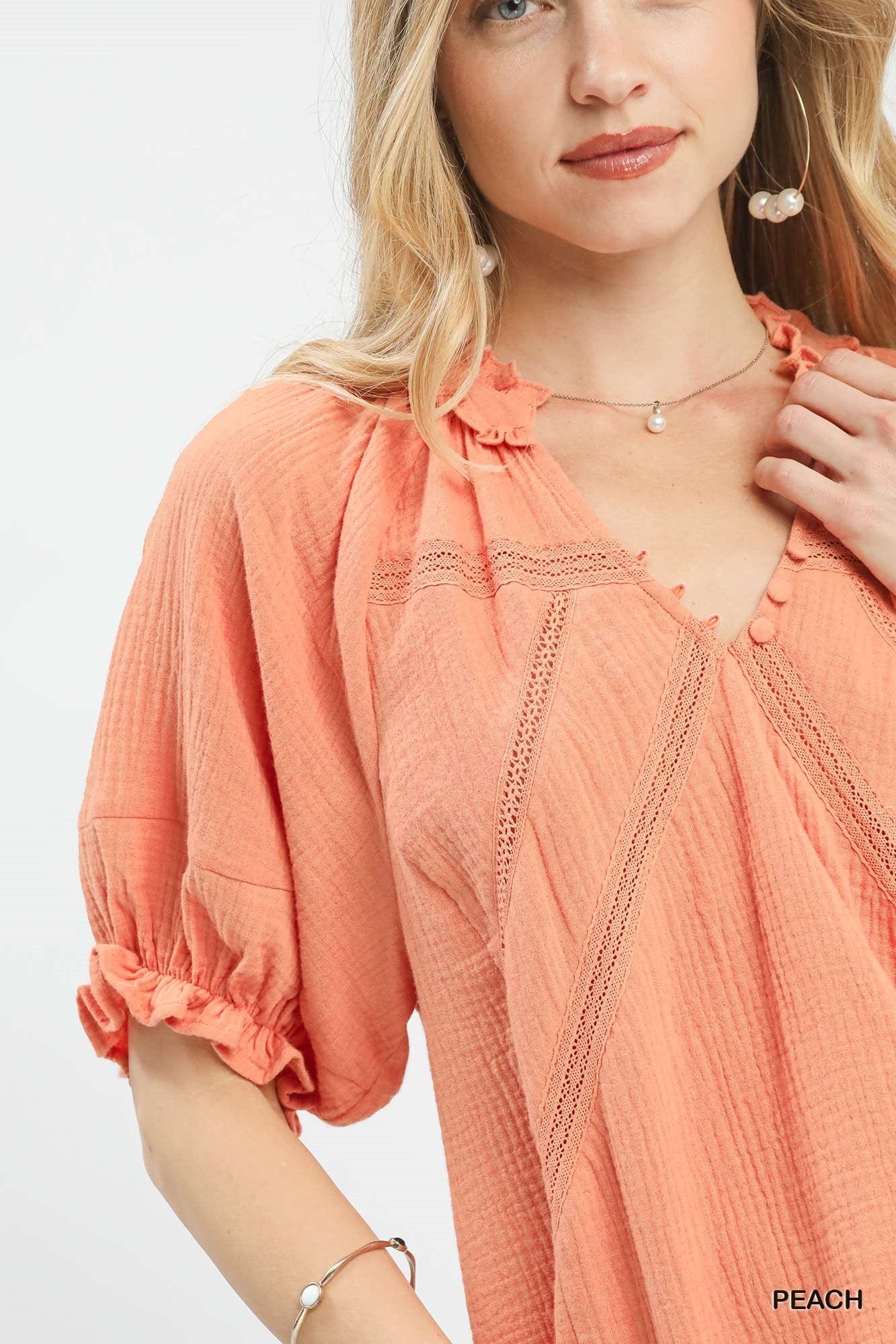Umgee Cotton Gauze Ruffle Top - Bitsy Gypsy Boutique