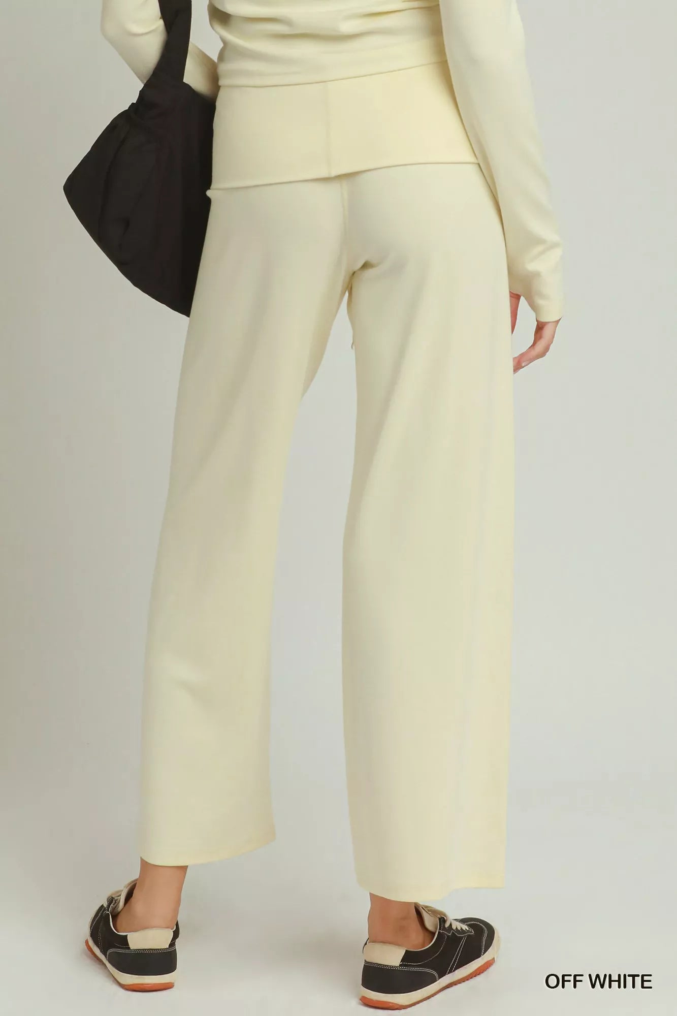 Umgee Cotton Viscose Folded Waistband Straight Leg Pants - Bitsy Gypsy Boutique