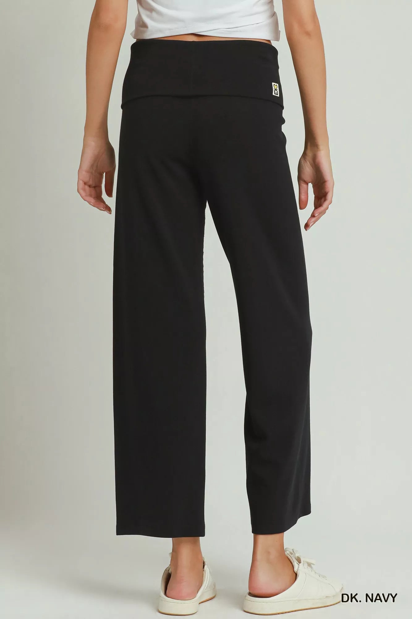 Umgee Cotton Viscose Folded Waistband Straight Leg Pants - Bitsy Gypsy Boutique