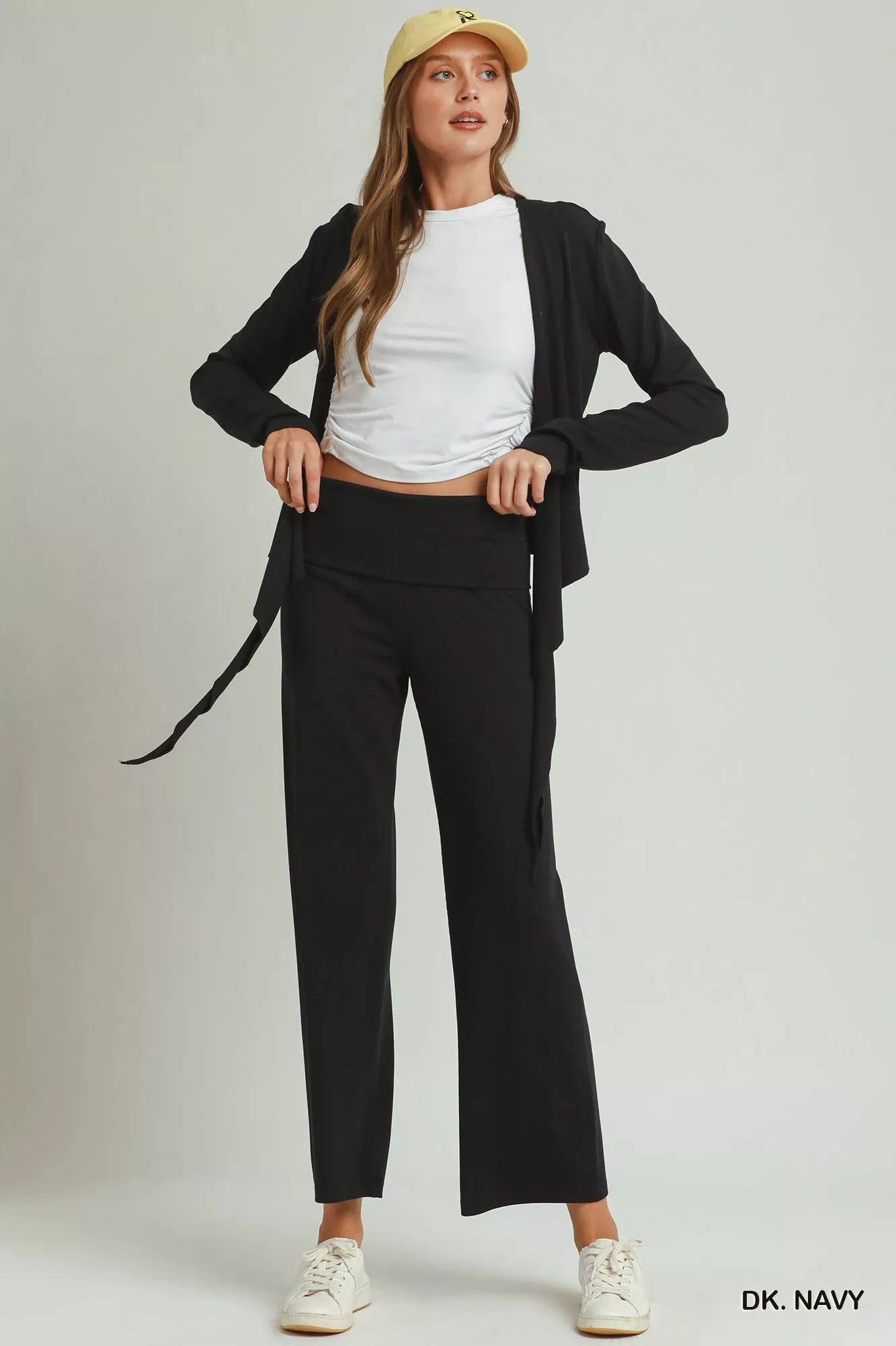 Umgee Cotton Viscose Folded Waistband Straight Leg Pants - Bitsy Gypsy Boutique