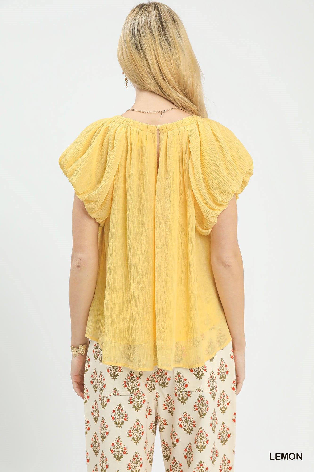 Umgee Crinkle Flutter Sleeve Peasant Top - Bitsy Gypsy Boutique