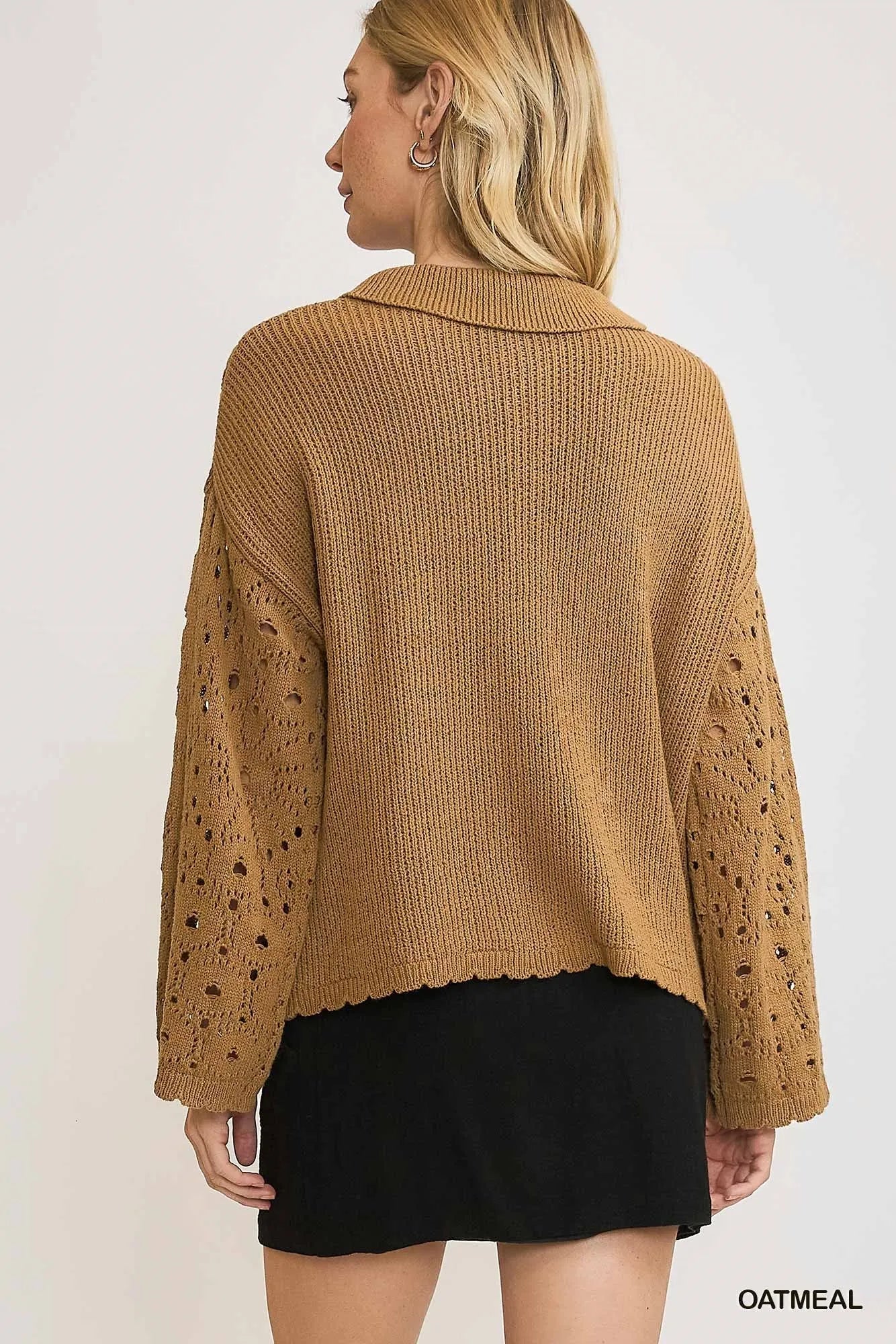 Umgee Crochet Button Down Knit Cardigan - Bitsy Gypsy Boutique