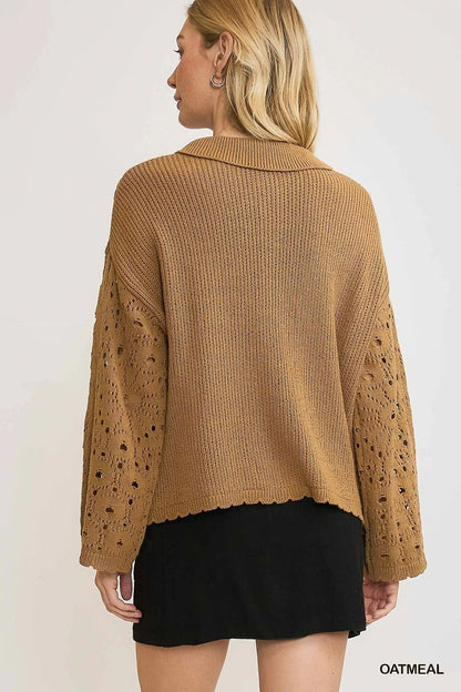 Umgee Crochet Button Down Knit Cardigan - Bitsy Gypsy Boutique