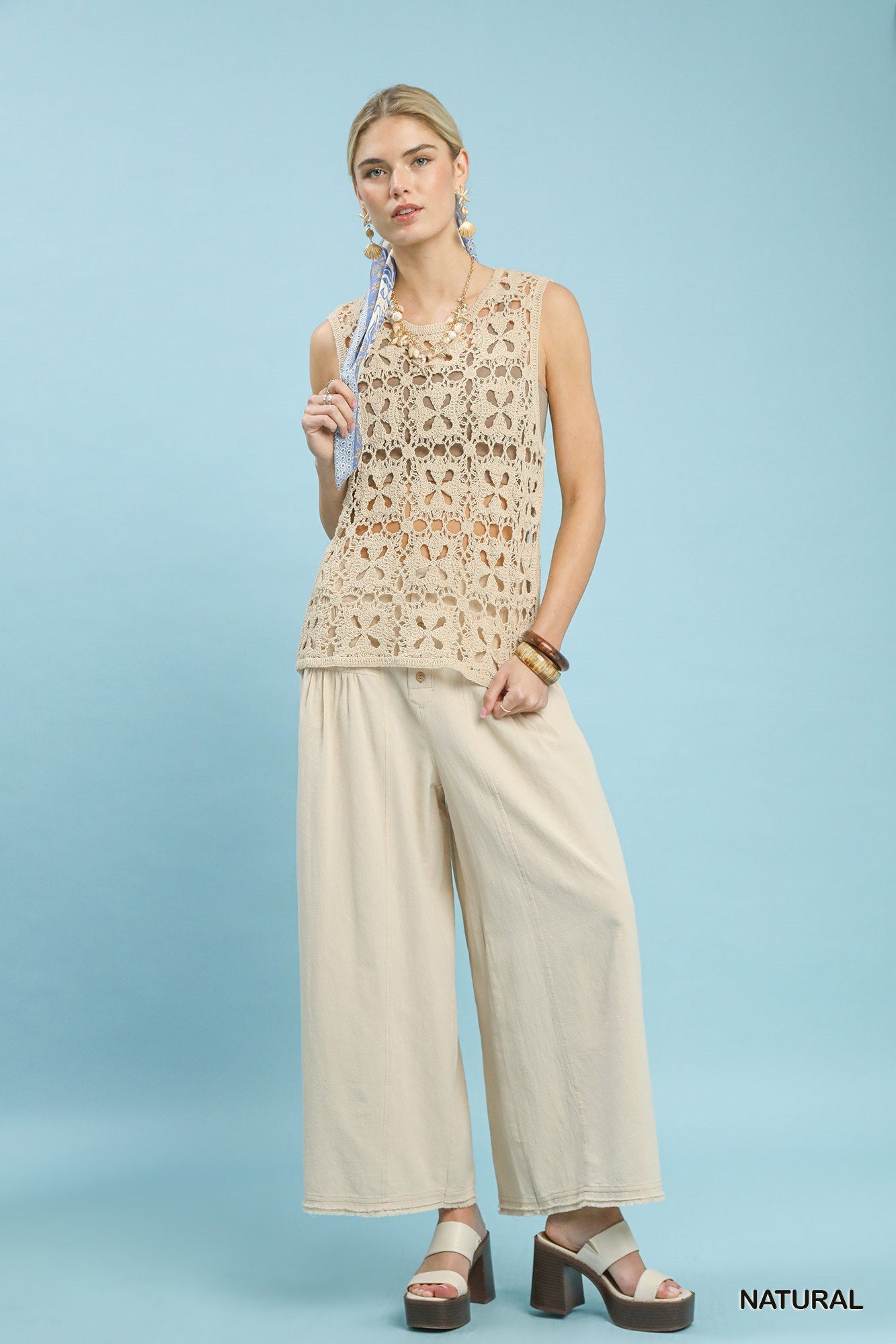 Umgee Crochet Flower Motif Sleeveless Tank Top - Bitsy Gypsy Boutique