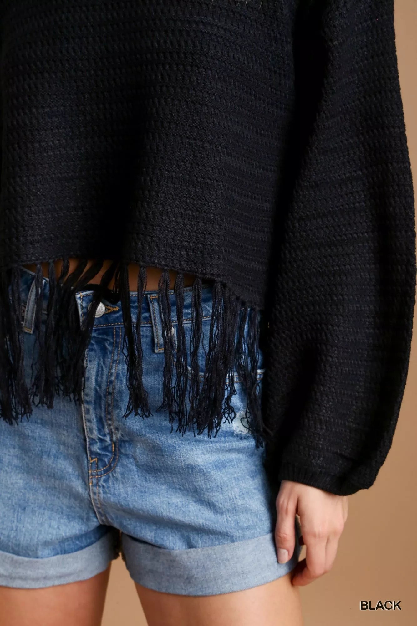 Umgee Crochet Knit Crop Top with Frey Hem - Bitsy Gypsy Boutique