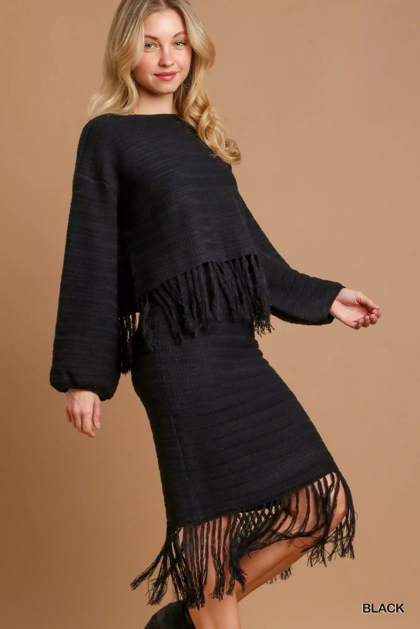 Umgee Crochet Knit Crop Top with Frey Hem - Bitsy Gypsy Boutique