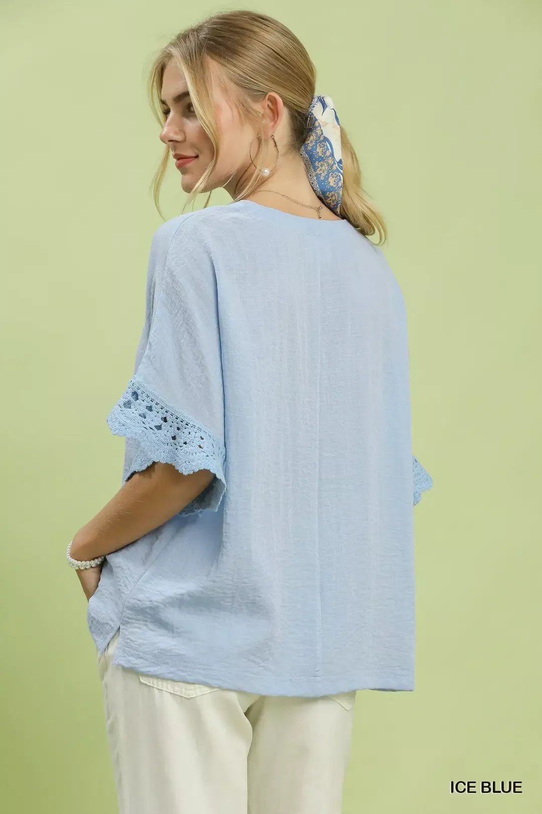 Umgee Crochet Trim Flutter Sleeve Top - Bitsy Gypsy Boutique