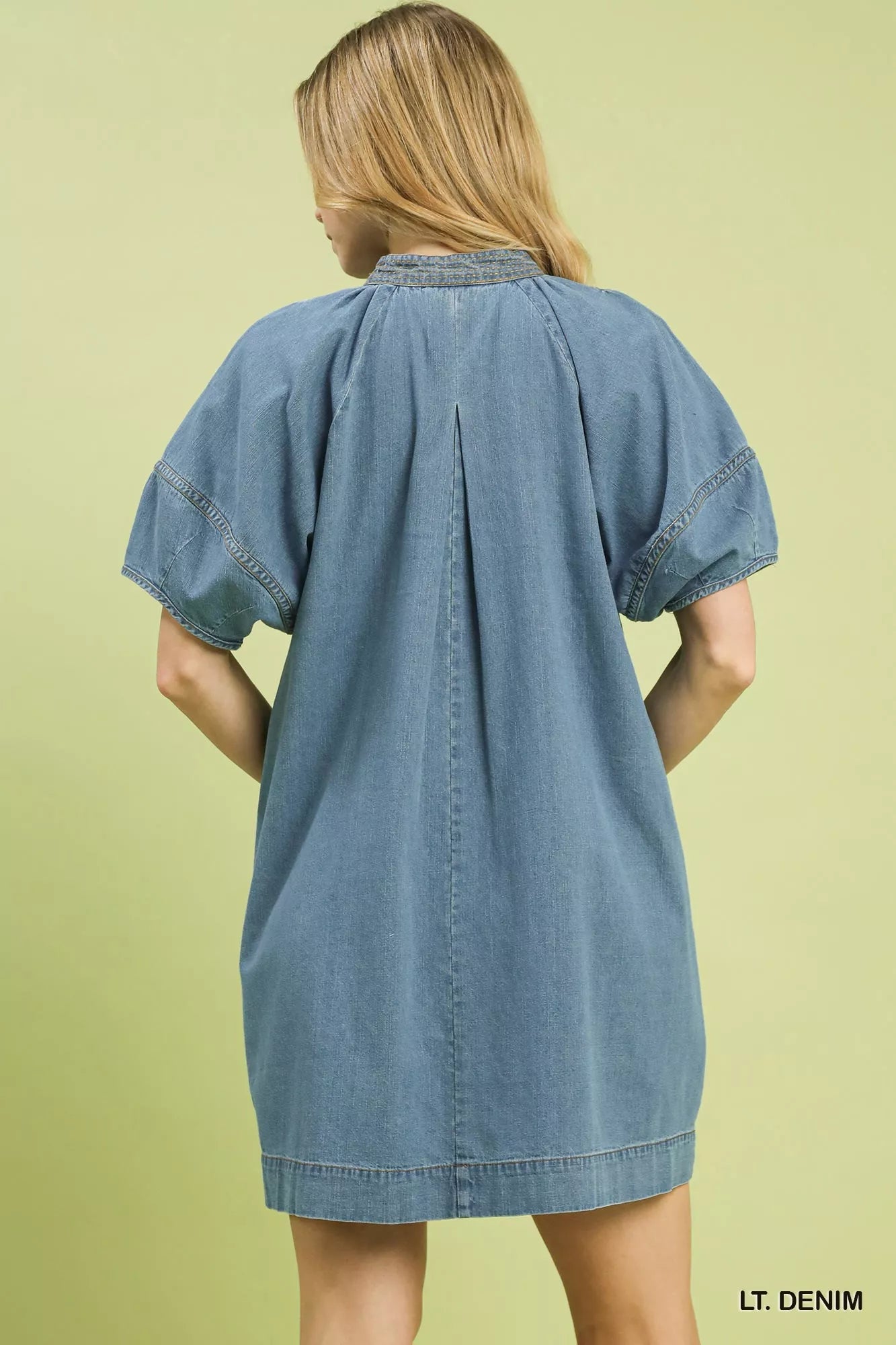 Umgee Denim Mini Dress with Contrast Thread - Bitsy Gypsy Boutique
