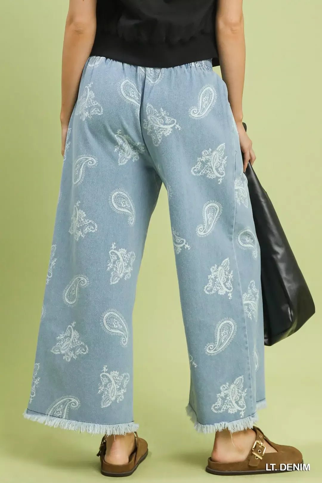 Umgee Denim Paisley Wide - Leg Pants - Bitsy Gypsy Boutique
