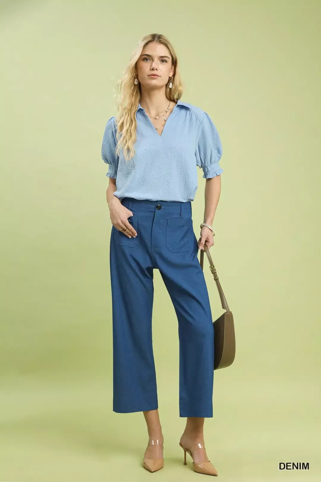 Umgee Denim Wide Leg Crop Pants with Front Pockets - Bitsy Gypsy Boutique